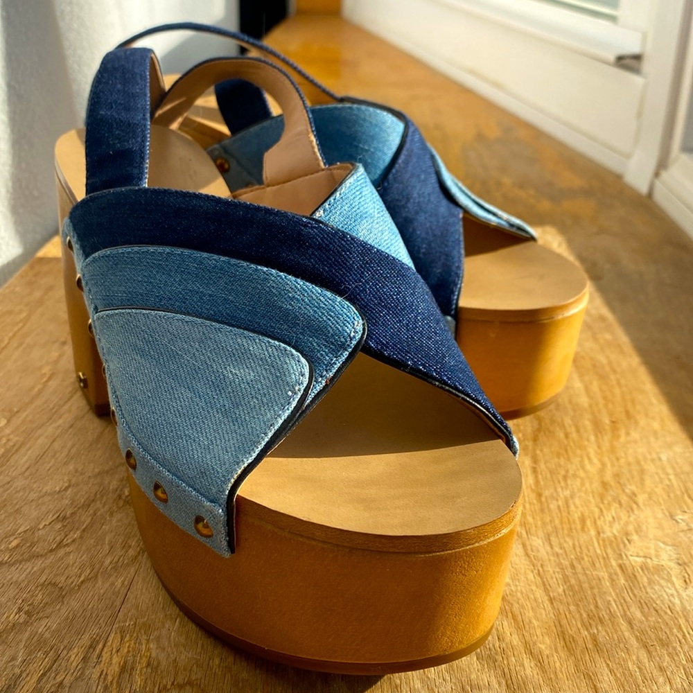 Coach Denim Chunky Platform Heel Clogs🩵🤠✨